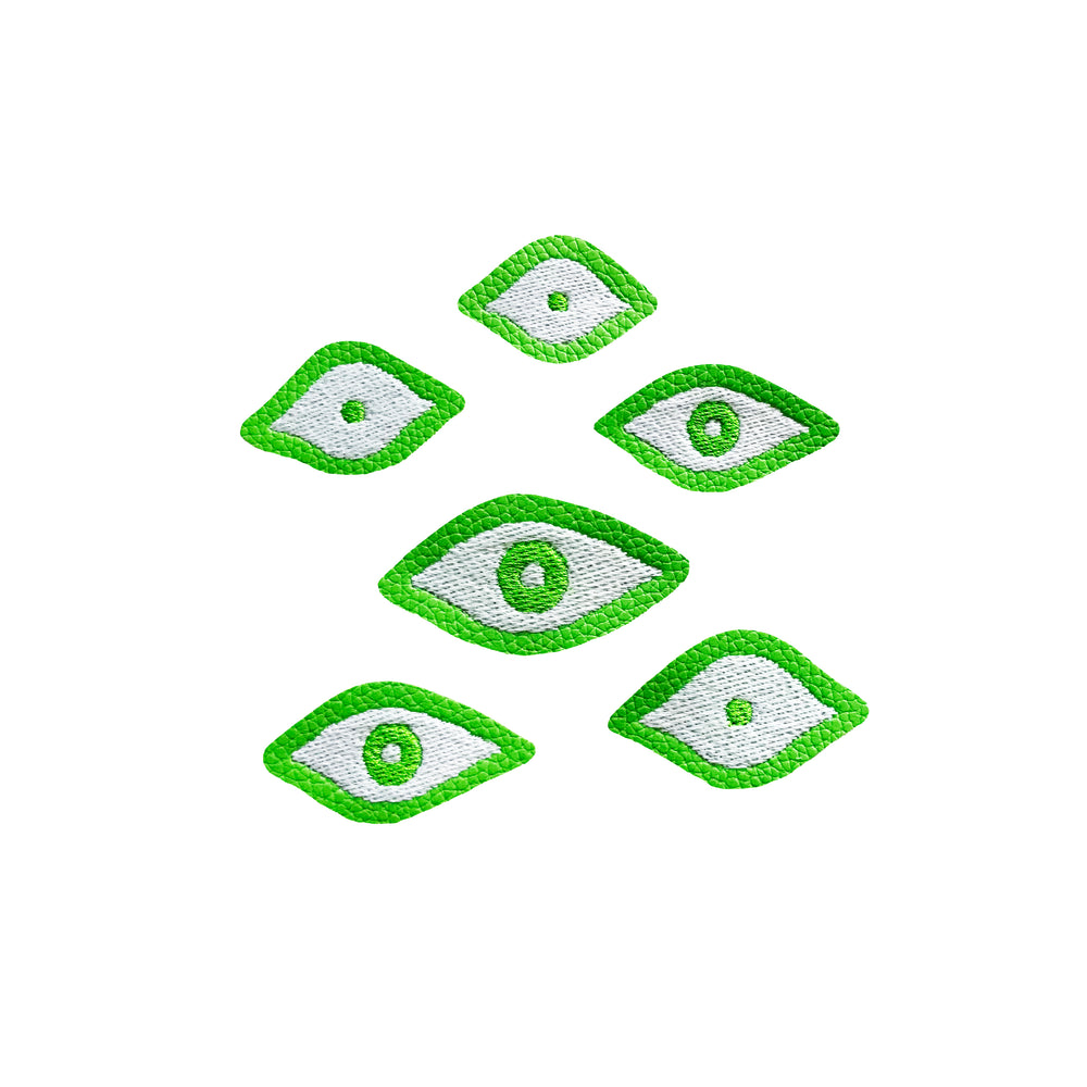 EXTRA EYES green sew on patch set - glow in the dark