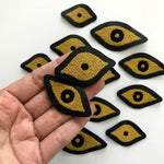 EXTRA EYES gold embroidered sew on patch set