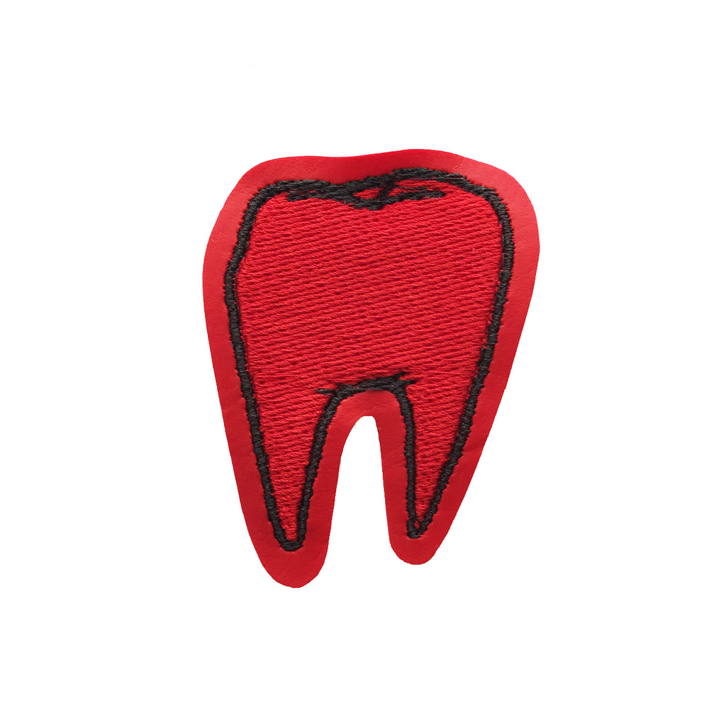 Tooth #1 red vinyl embroidered patch