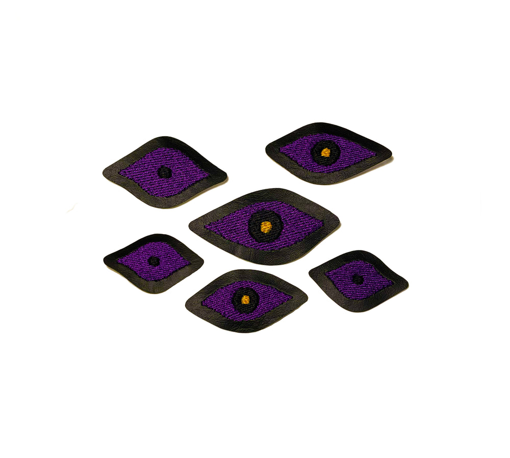 Extra Eyes sew on patch set - purple and yellow