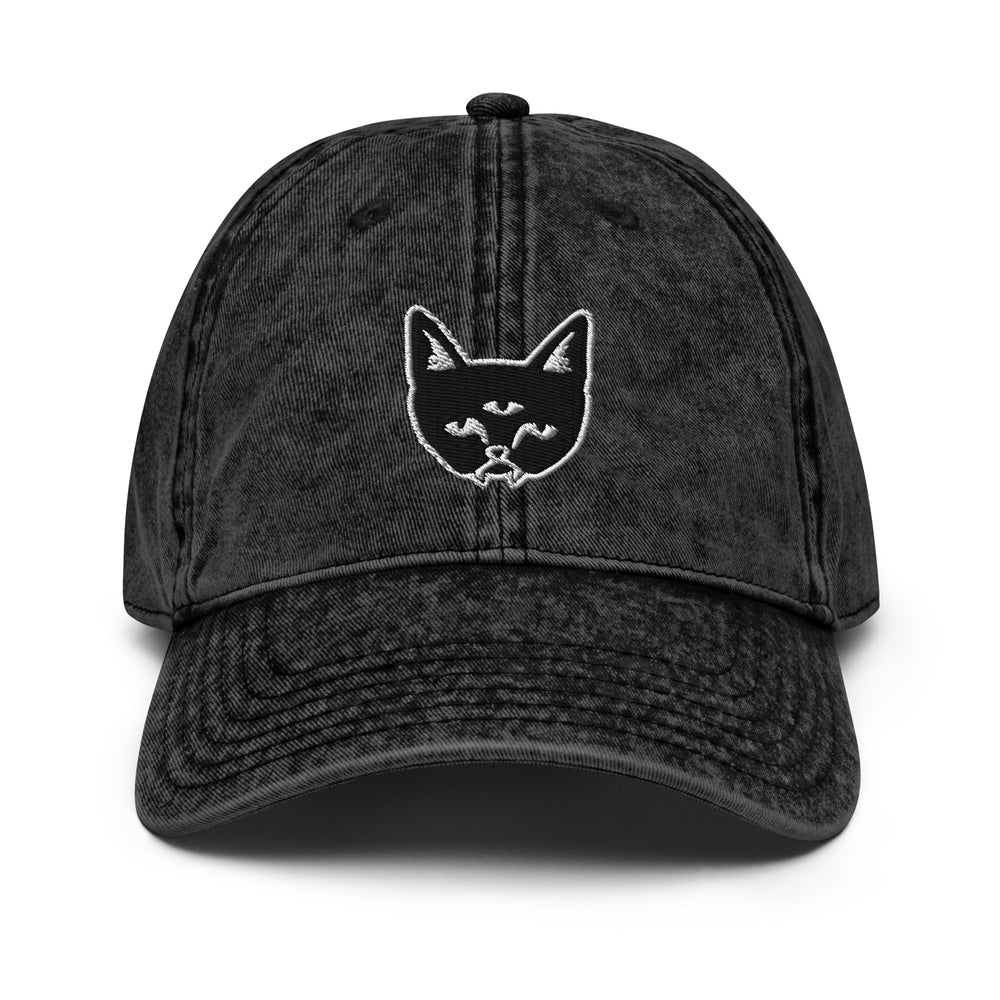 THREE EYED CAT - washed out black hat