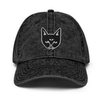 THREE EYED CAT - washed out black or grey hat