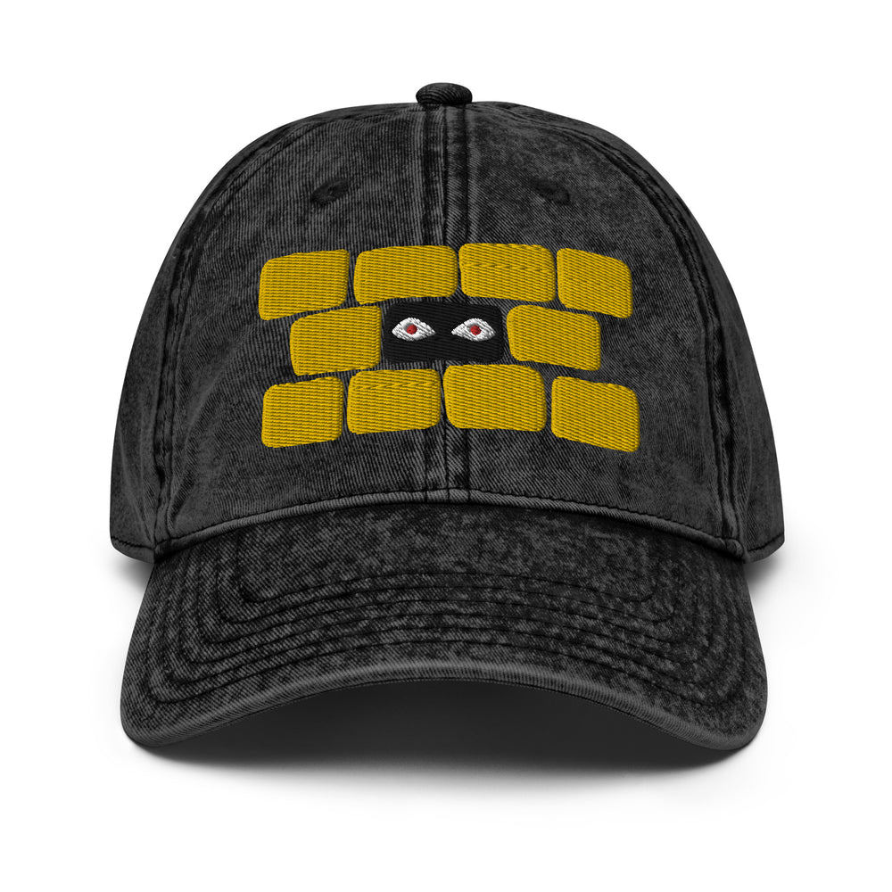 EYES IN THE WALL yellow - washed out embroidered hat