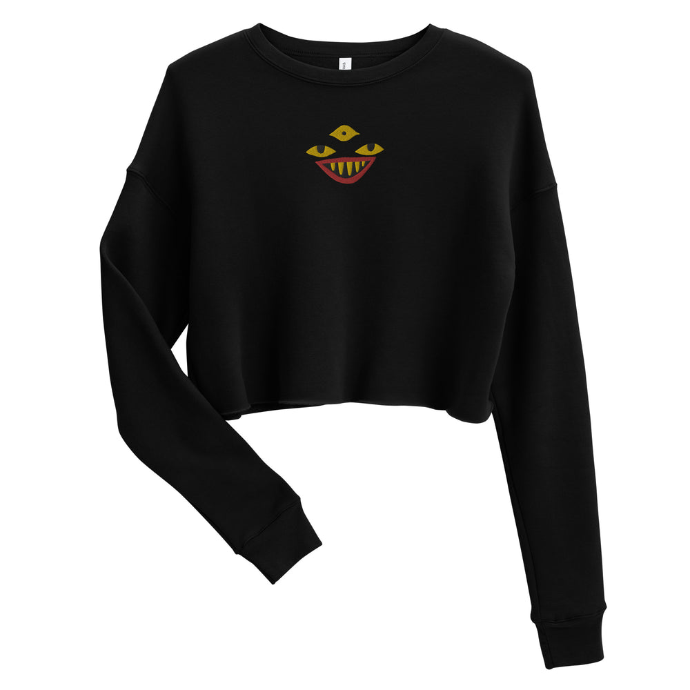 REZIE - cropped raw hem embroidered sweatshirt