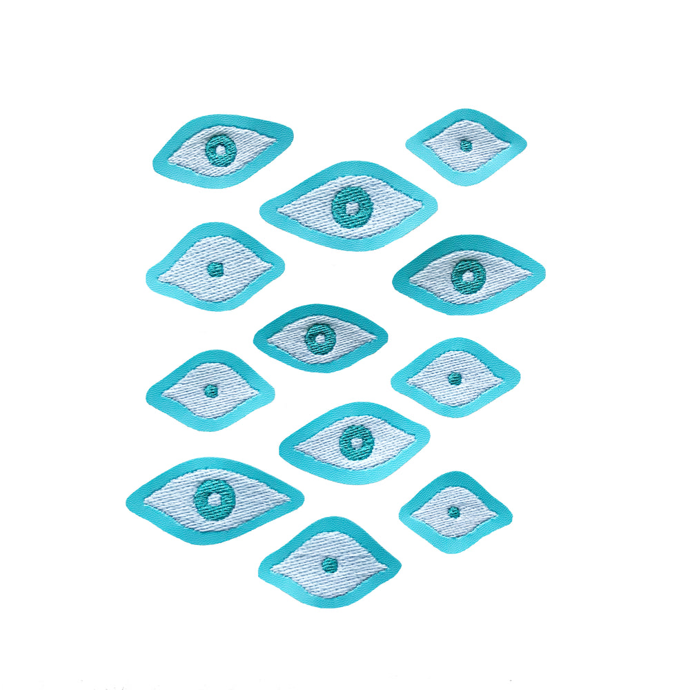 RETURNS IN JANUARY - Extra Eyes aqua sew on patch set - glow in the dark