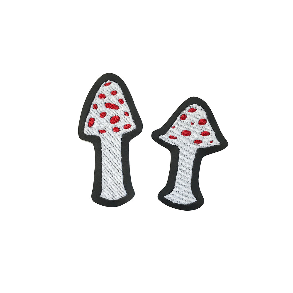 RETURNS IN JANUARY - Spotted Mushrooms red - glow in the dark patch set