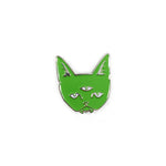 THREE EYED CAT green - glow in the dark enamel pin